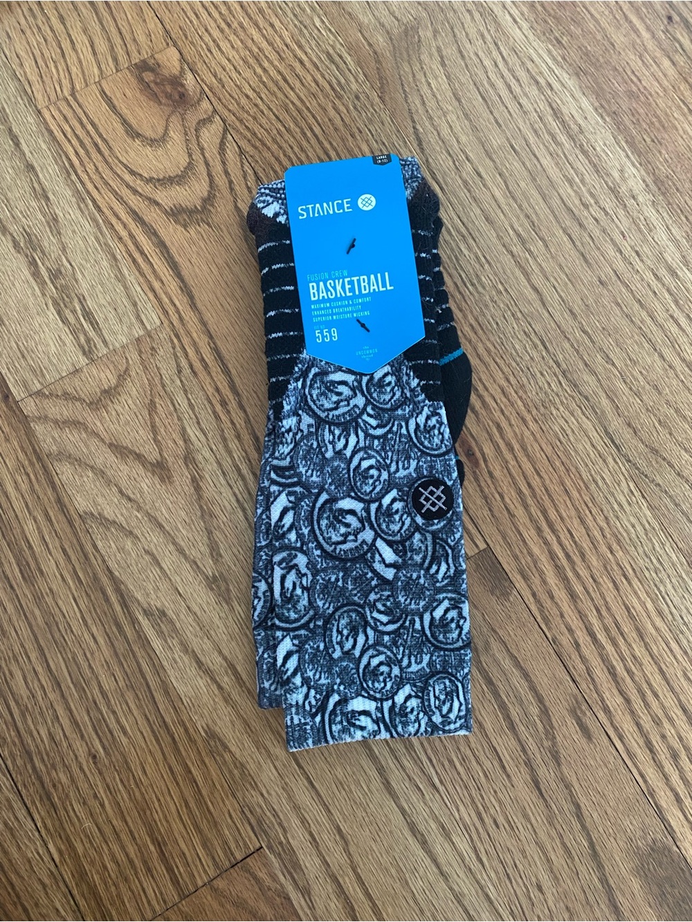Stance Men’s Black & Gray Patterned Basketball Crew Socks
